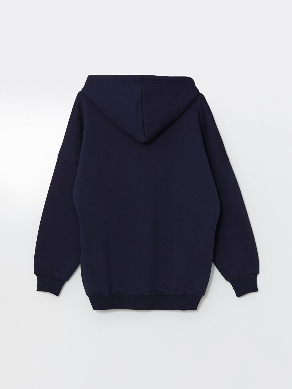 Lacivert Kapüşonlu Oversize Kadın Fermuarlı Sweatshirt-6