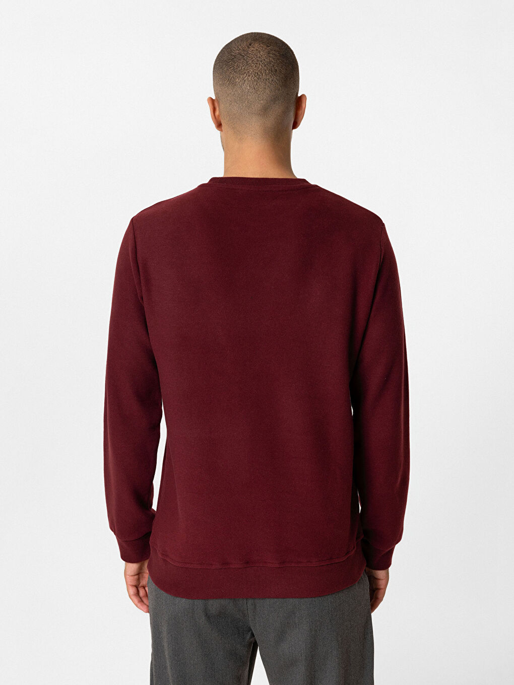 LCWAIKIKI Classic Bordo Bisiklet Yaka Uzun Kollu Erkek Sweatshirt - 4