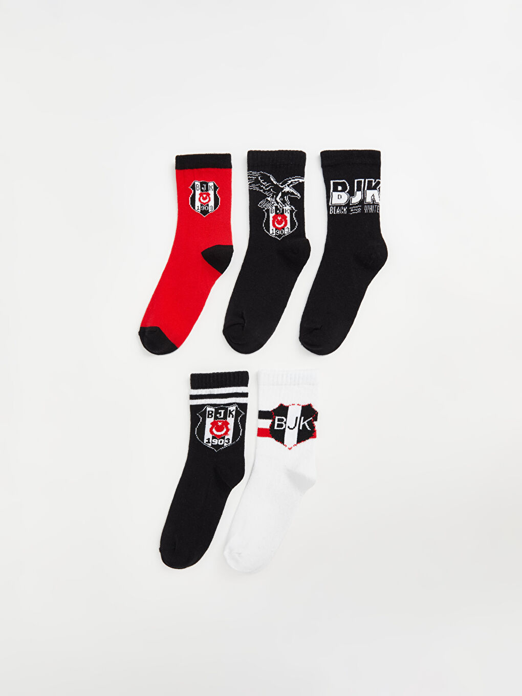 Karışık Beşiktaş Desenli Erkek Çocuk Soket Çorap 5'li