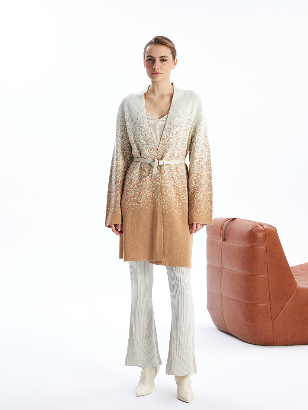 Shawl Collar Patterned Women's Knitwear Cardigan -W4LI36Z8-MHK