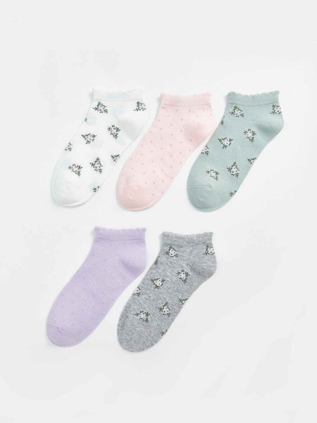Patterned Women's Trainer Socks 5 Pack -W50460Z8-FDU
