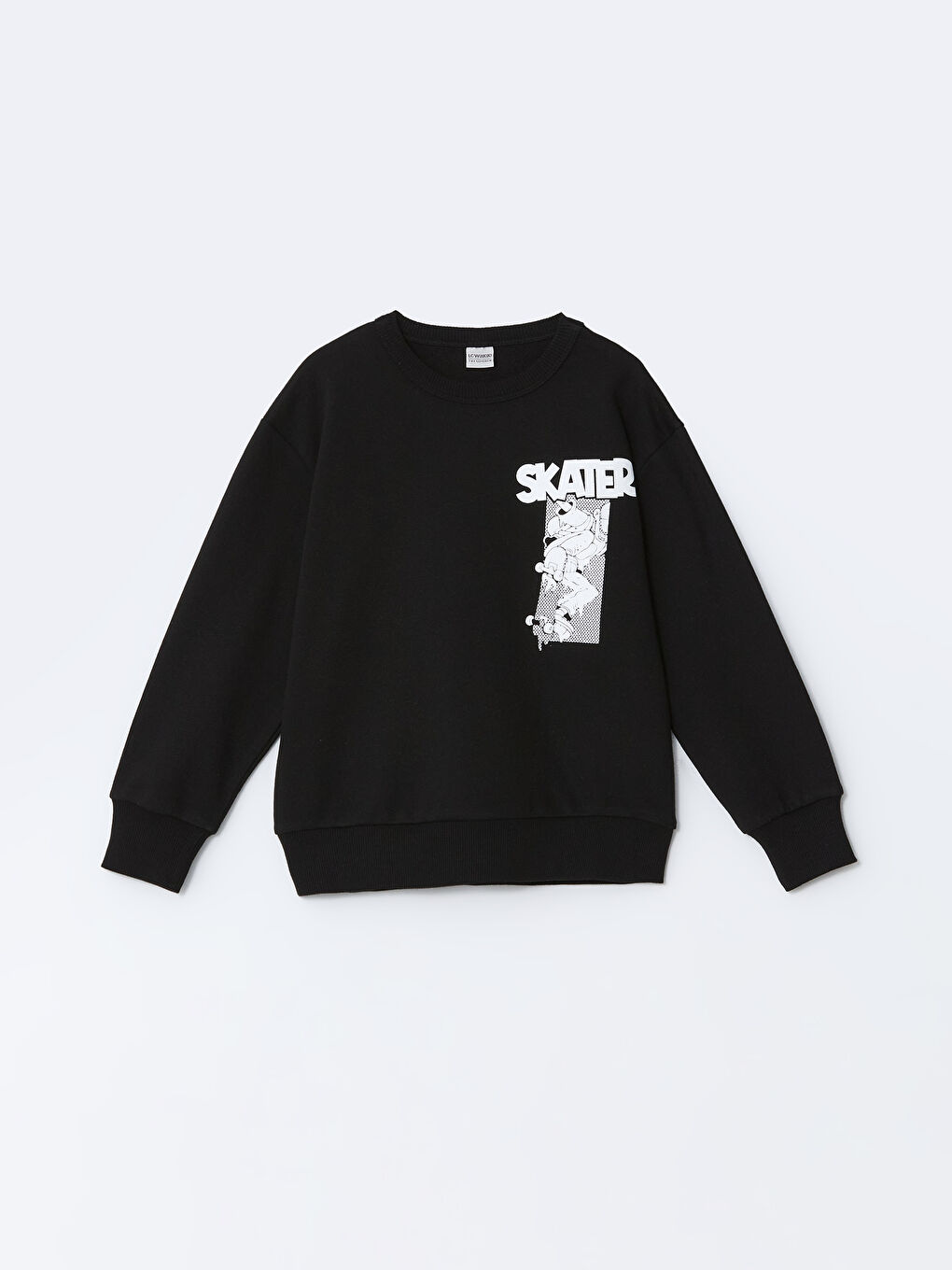 LCW Kids Yeni Siyah Bisiklet Yaka Erkek Çocuk Sweatshirt