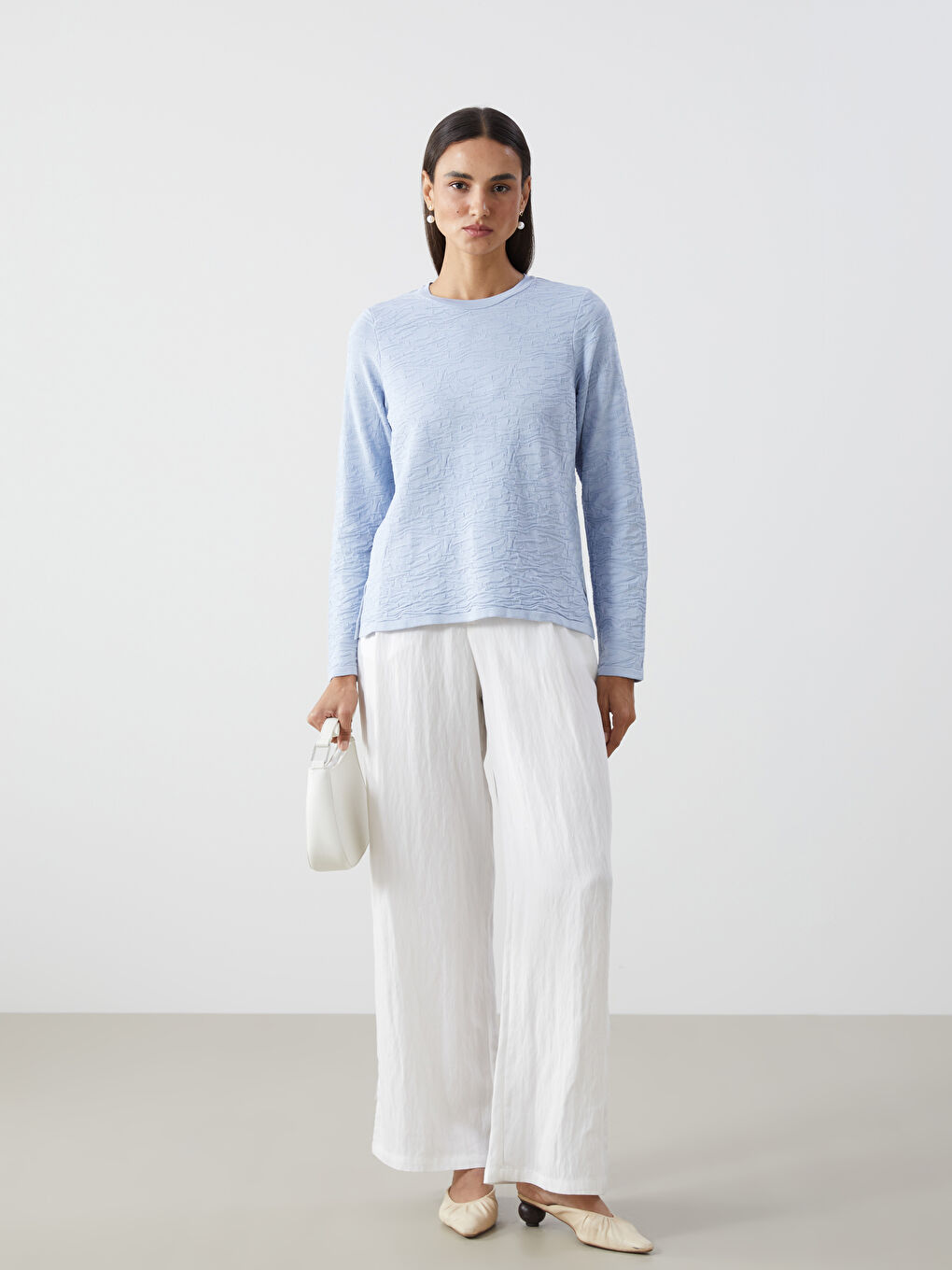 Crew Neck Patterned Women's Knitwear Sweater -W4LI65Z8-CU5