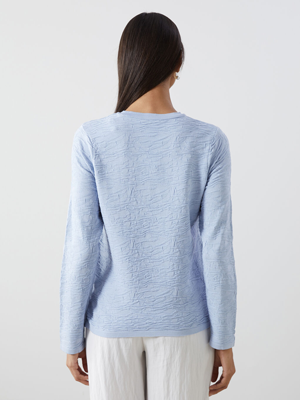 Crew Neck Patterned Women's Knitwear Sweater -W4LI65Z8-CU5