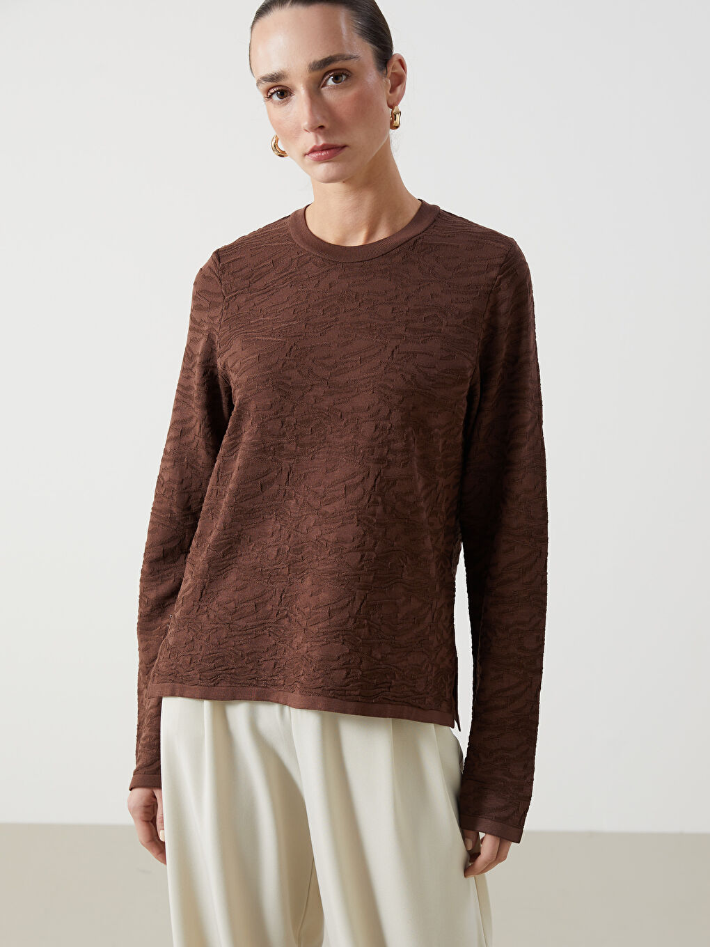 LCWAIKIKI Classic Crew Neck Patterned Women's Knitwear Sweater -W4LI65Z8-D7V