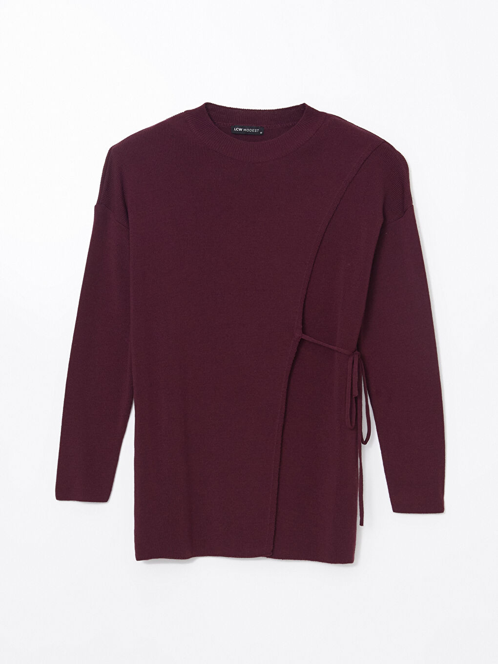 Bordo Bisiklet Yaka Kadın Triko Tunik-4