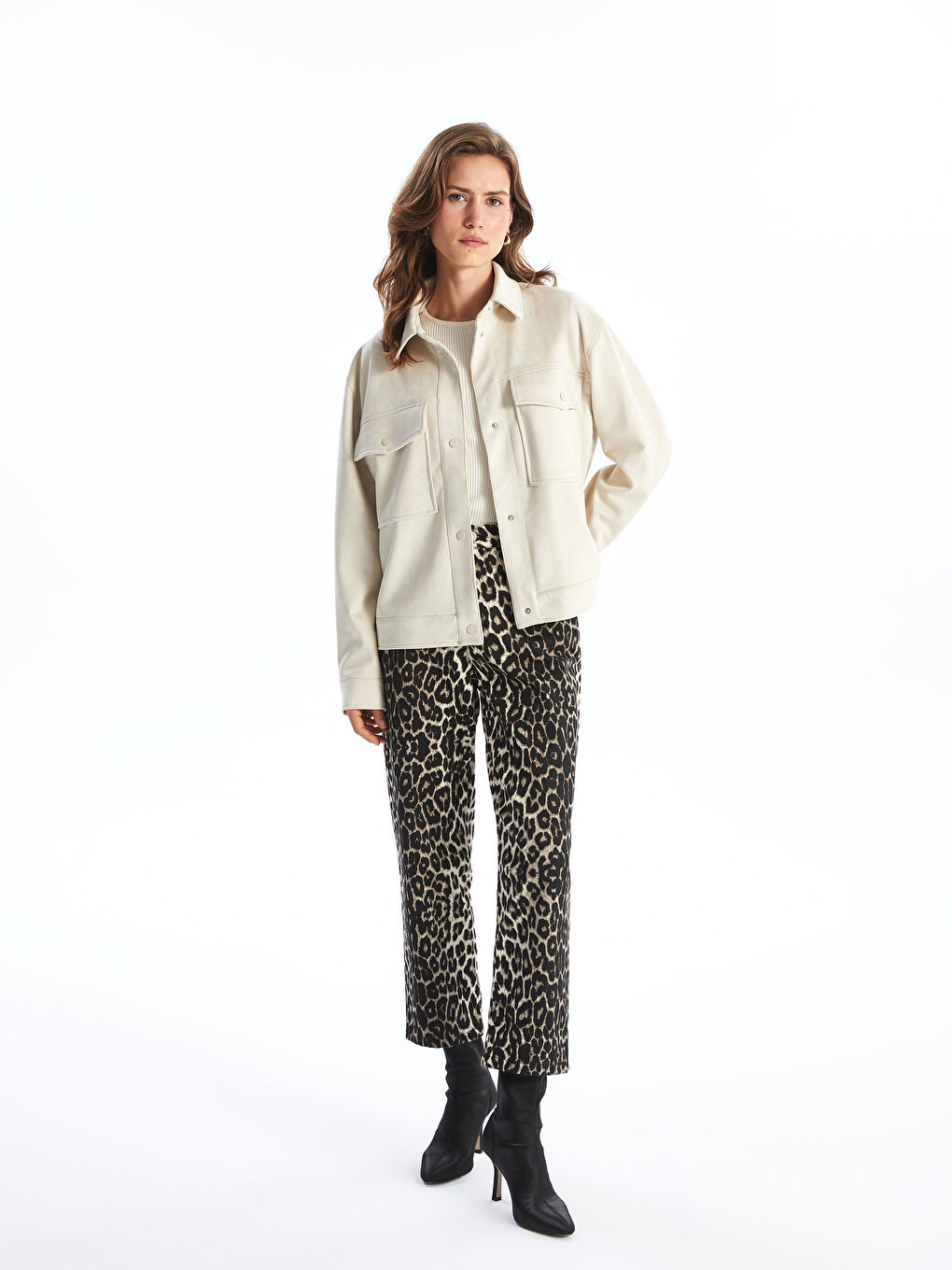 LCWAIKIKI Classic Faux Suede Women's Shirt Jacket -W50795Z8-G5M