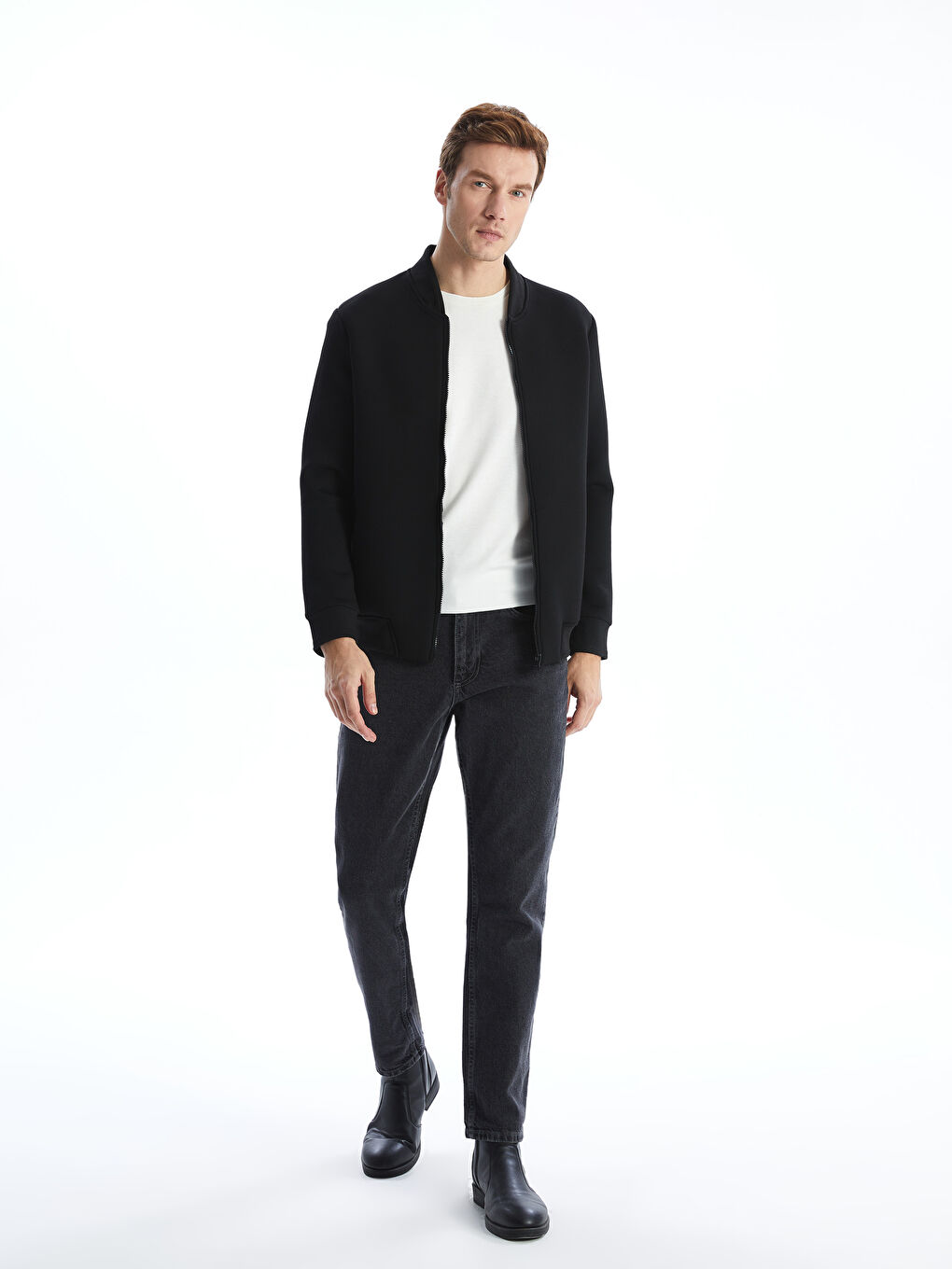 College Collar Long Sleeve Men's Zip-Up Sweatshirt -W4LJ36Z8-CVL