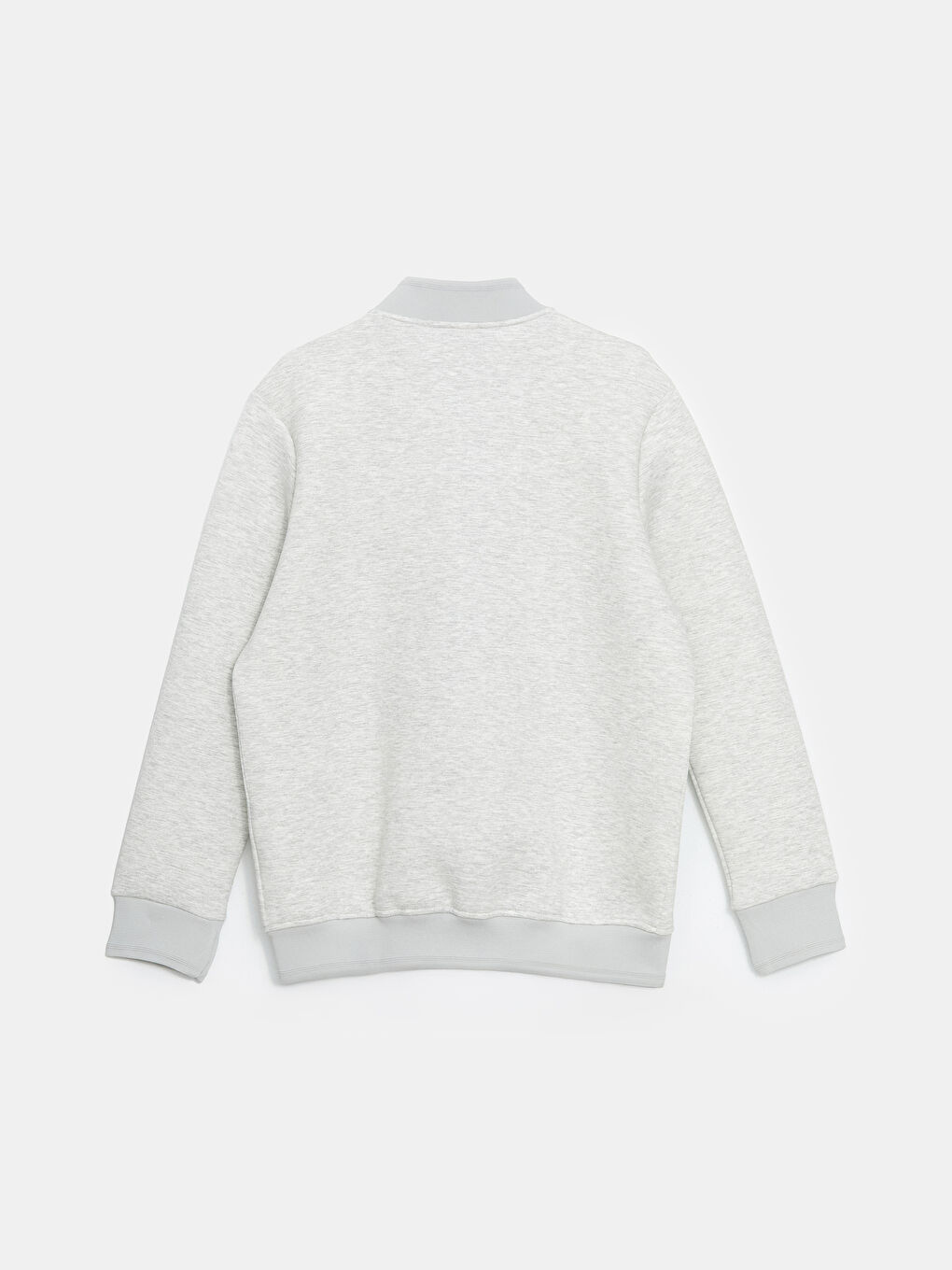 LCWAIKIKI Basic Gri Kolej Yaka Uzun Kollu Erkek Fermuarlı Sweatshirt - 5