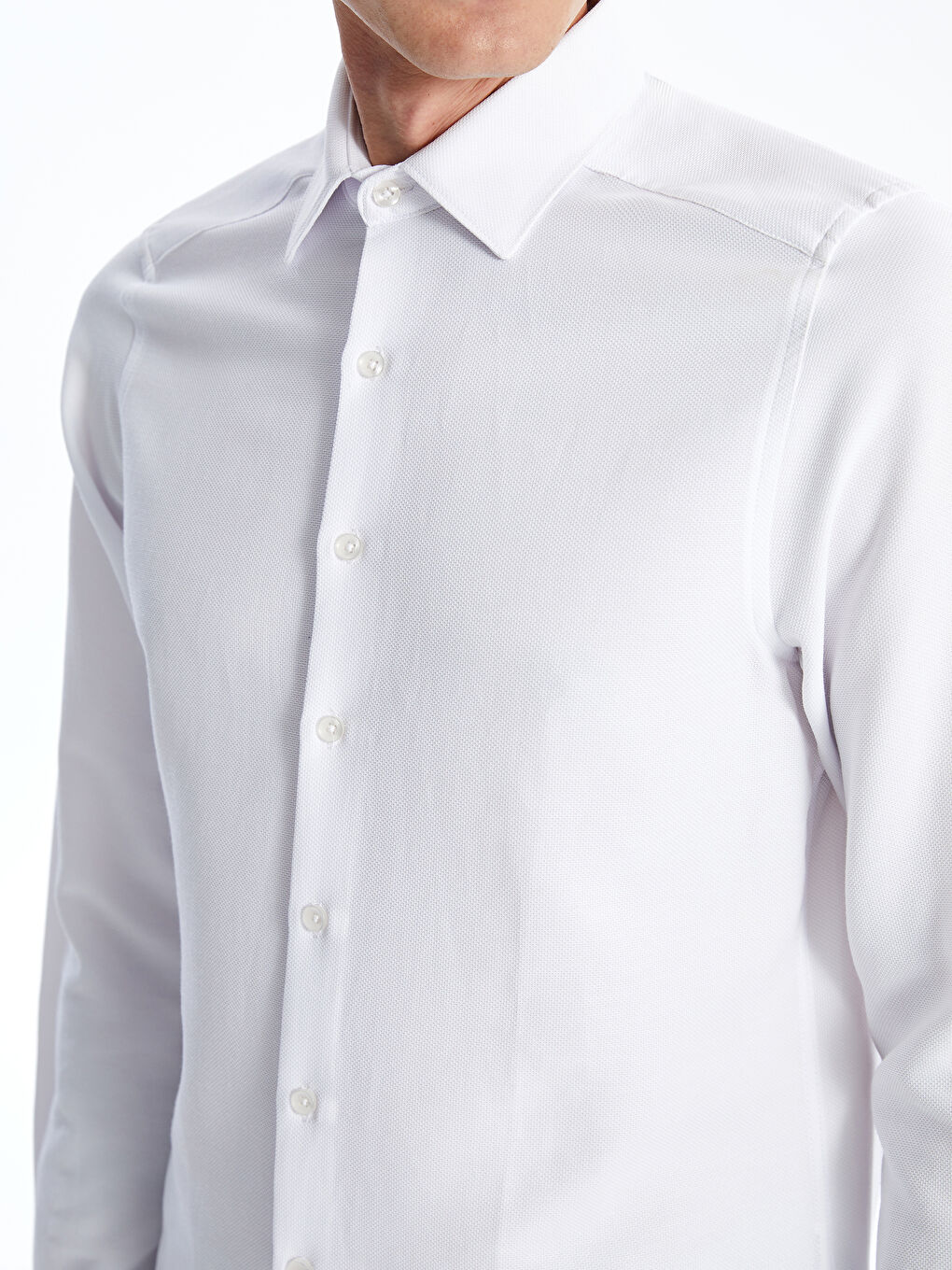LCWAIKIKI Formal قميص رجالي دوبي بقصة ضيقة وكم طويل -W50804Z8-Q6K