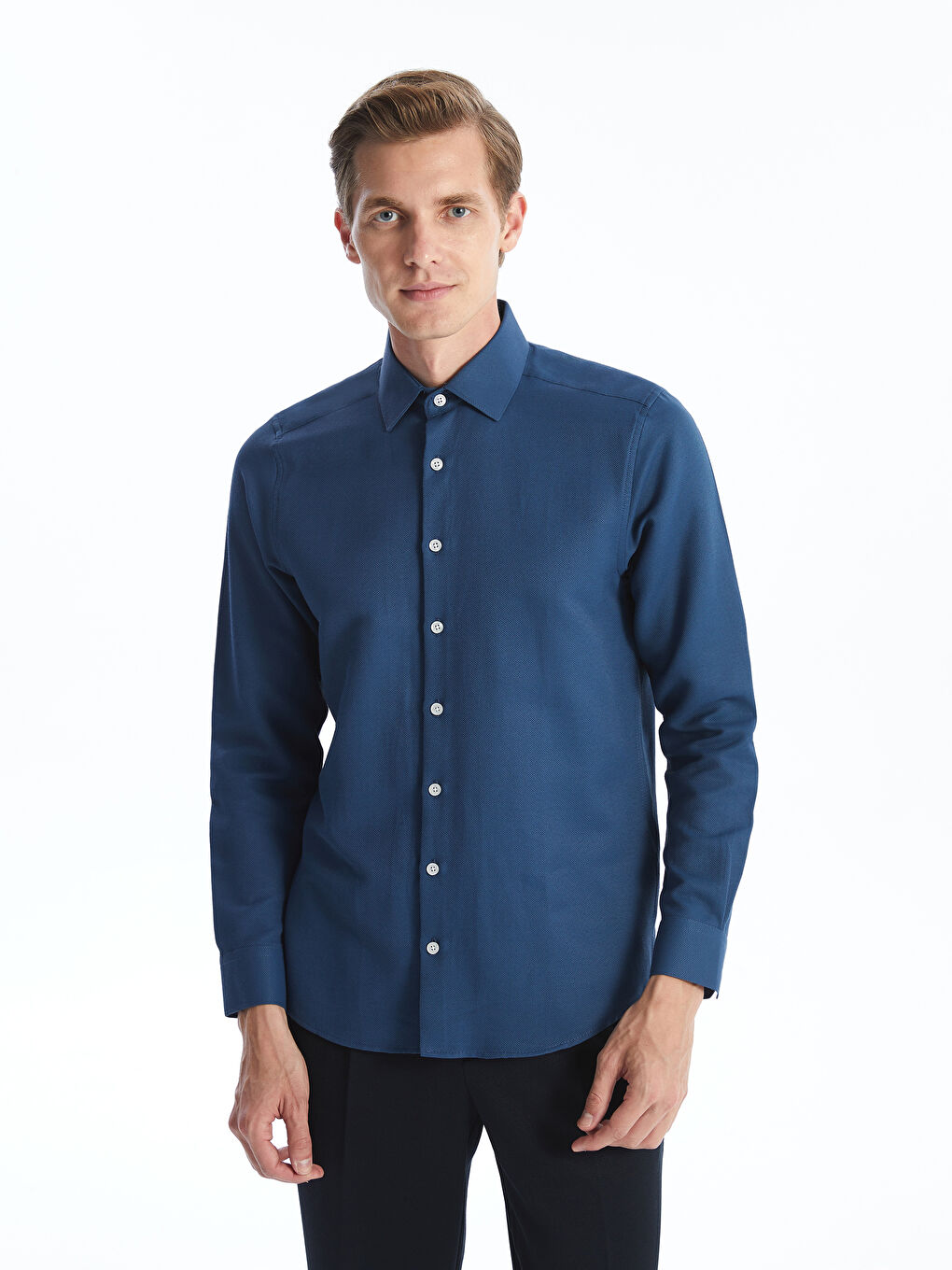 LCWAIKIKI Classic Slim Fit Long Sleeve Dobby Men's Shirt -W50804Z8-VCP