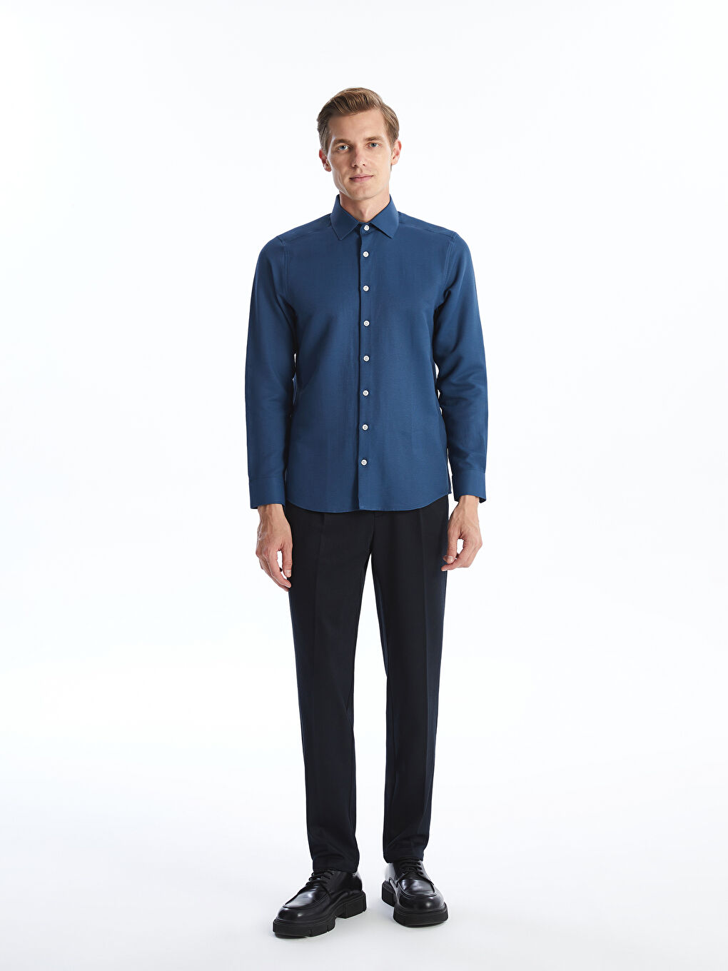 LCWAIKIKI Classic Slim Fit Long Sleeve Dobby Men's Shirt -W50804Z8-VCP