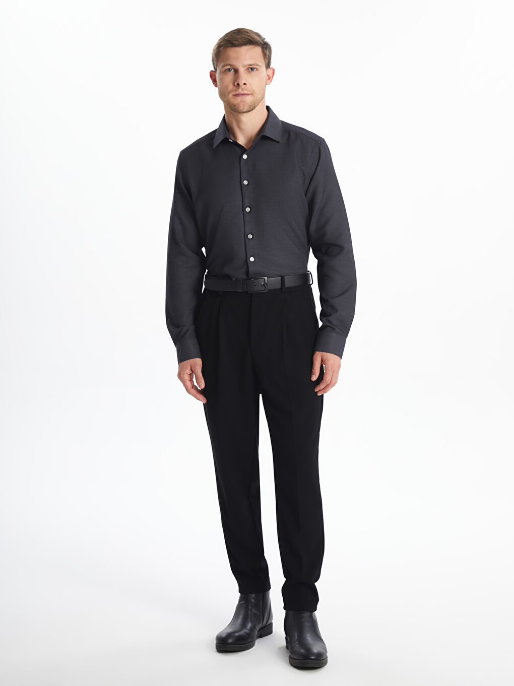 LCWAIKIKI Classic Slim Fit Long Sleeve Dobby Men's Shirt -W50804Z8-YFC