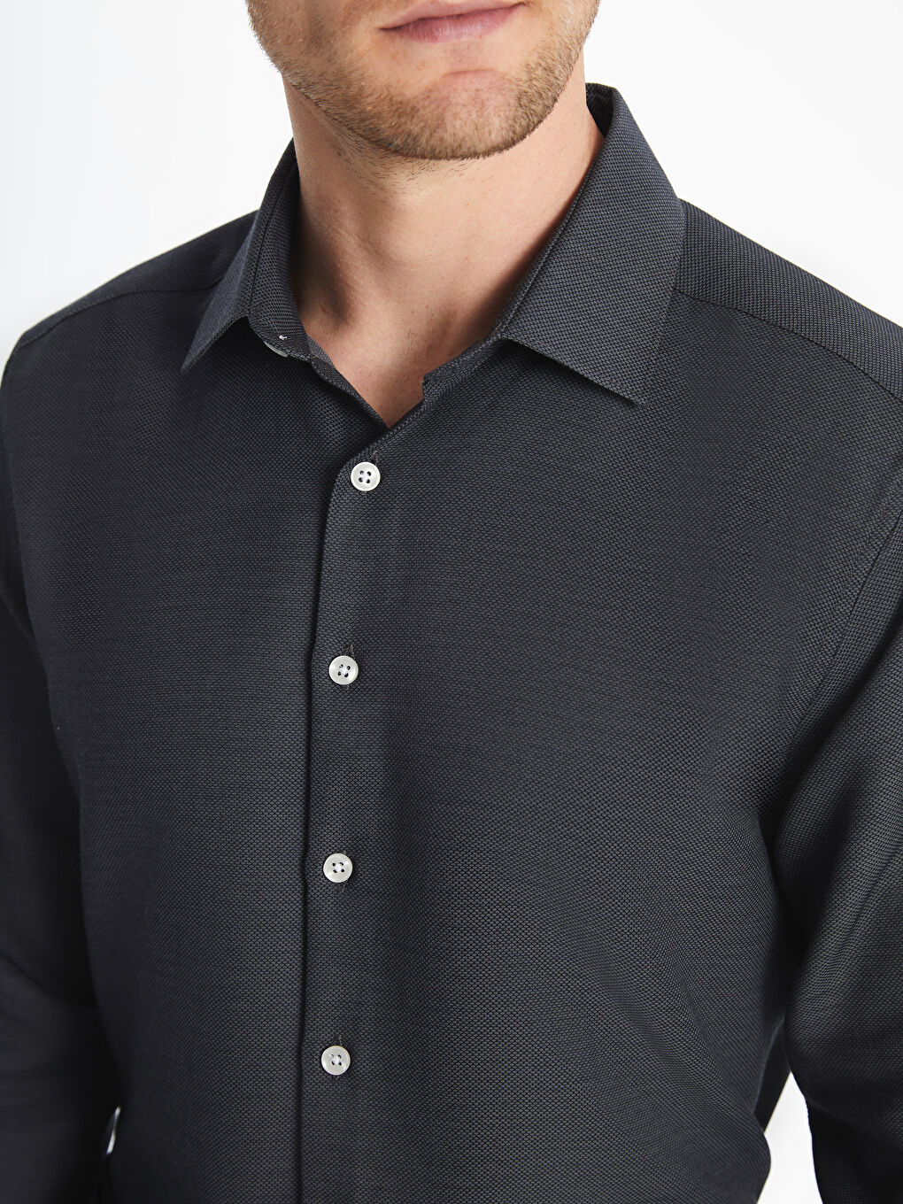 LCWAIKIKI Classic Slim Fit Long Sleeve Dobby Men's Shirt -W50804Z8-YFC