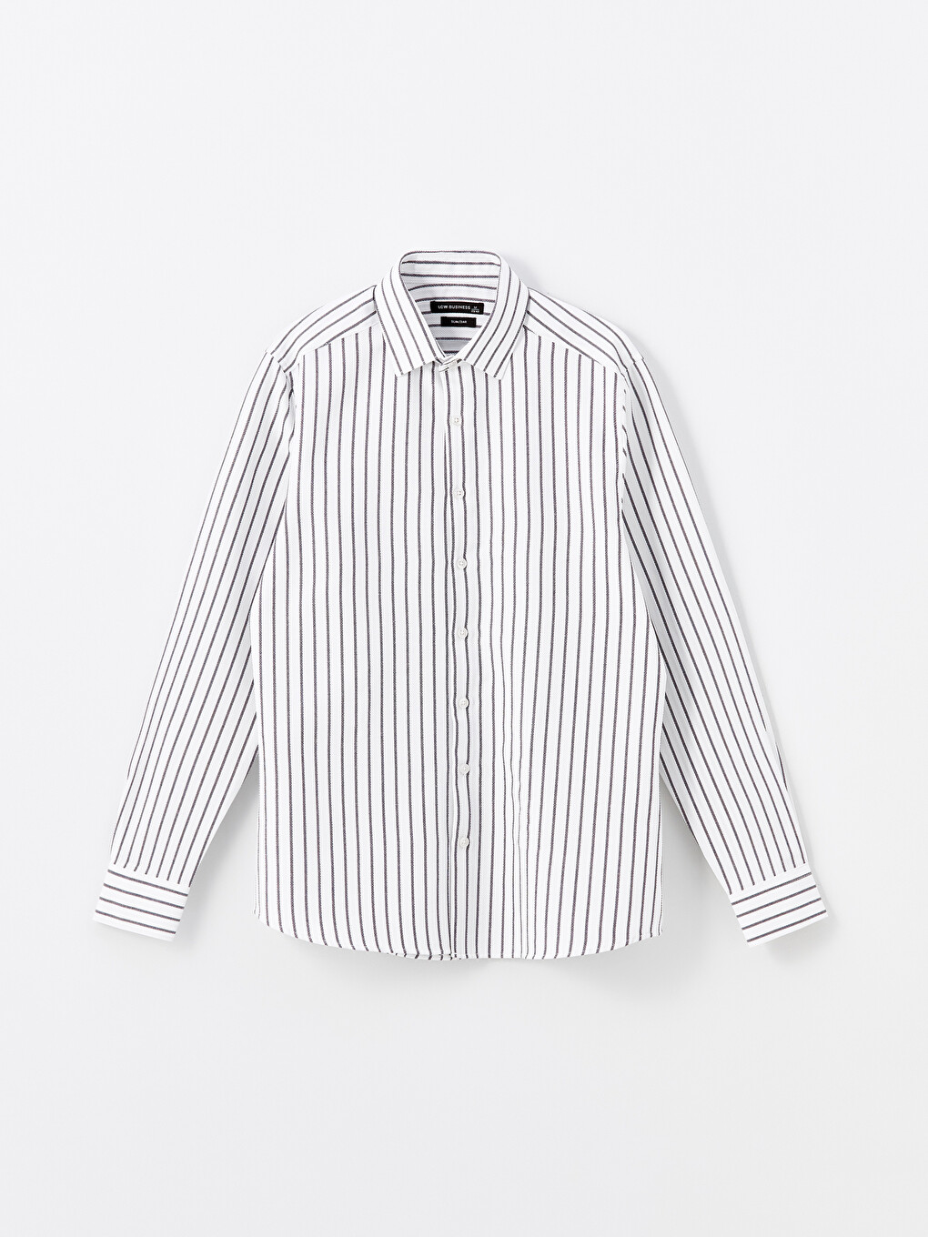 Lacivert Slim Fit Uzun Kollu Çizgili Armürlü Erkek Gömlek-4