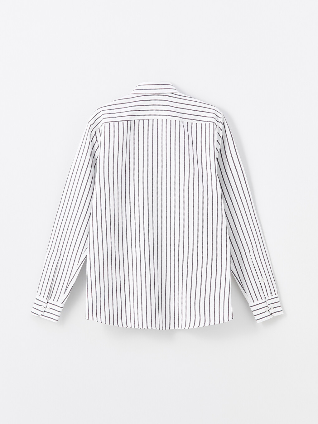 Lacivert Slim Fit Uzun Kollu Çizgili Armürlü Erkek Gömlek-5