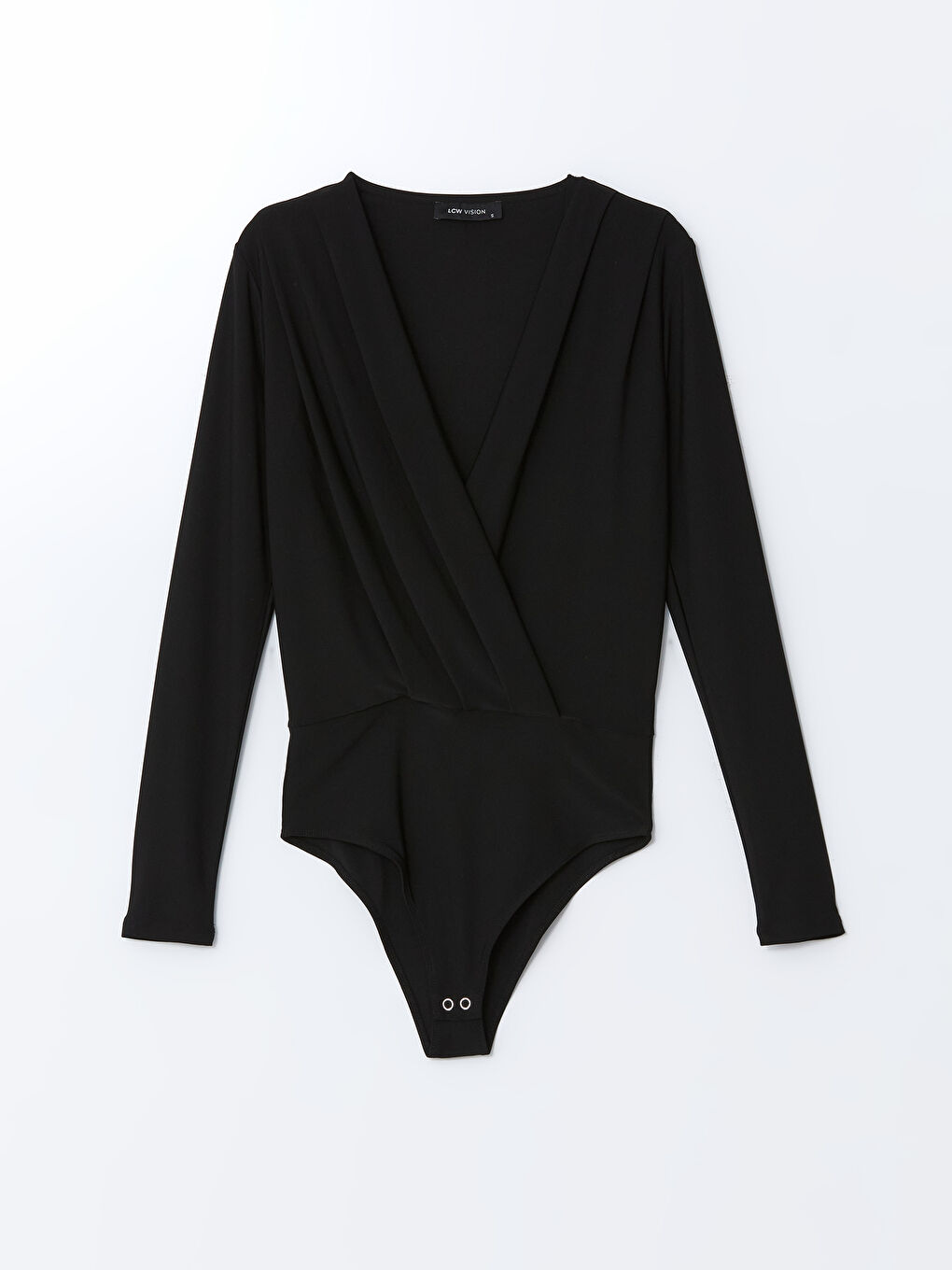 LCW Vision Siyah Kruvaze Yaka Kadın Bodysuit