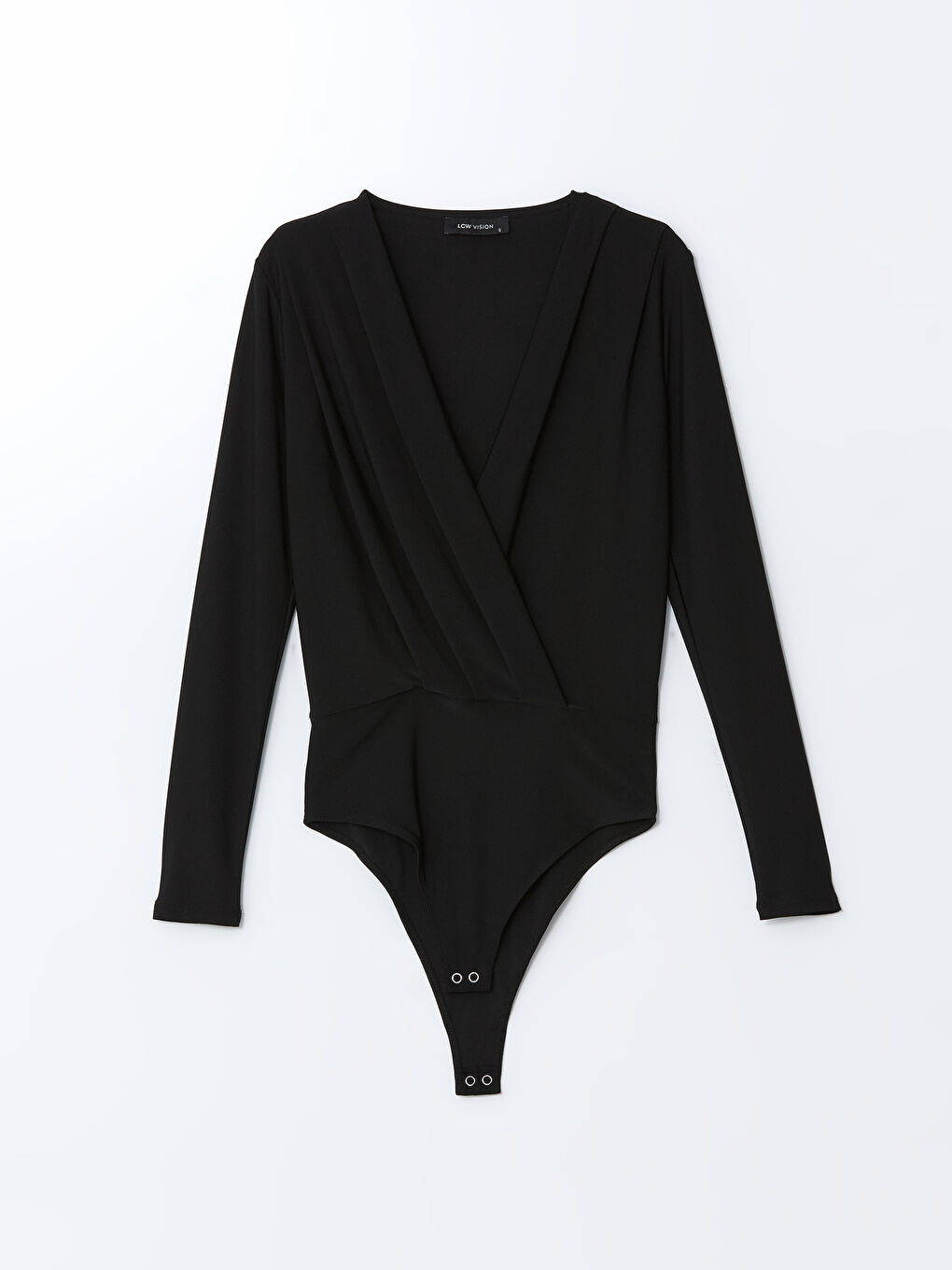 LCW Vision Siyah Kruvaze Yaka Kadın Bodysuit - 5