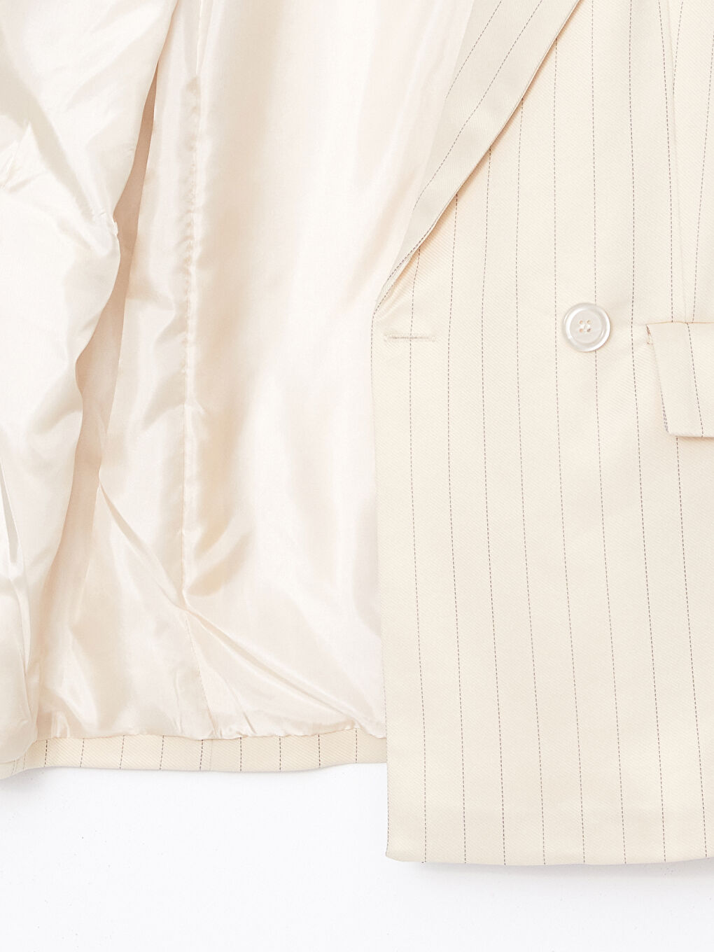 Bej Çizgili Kadın Blazer Ceket-5