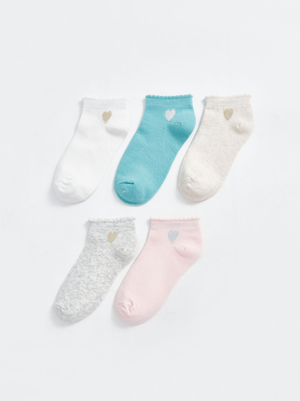 LCW Kids Patterned Girls' Trainer Socks 5 Pack -W51423Z4-EEW