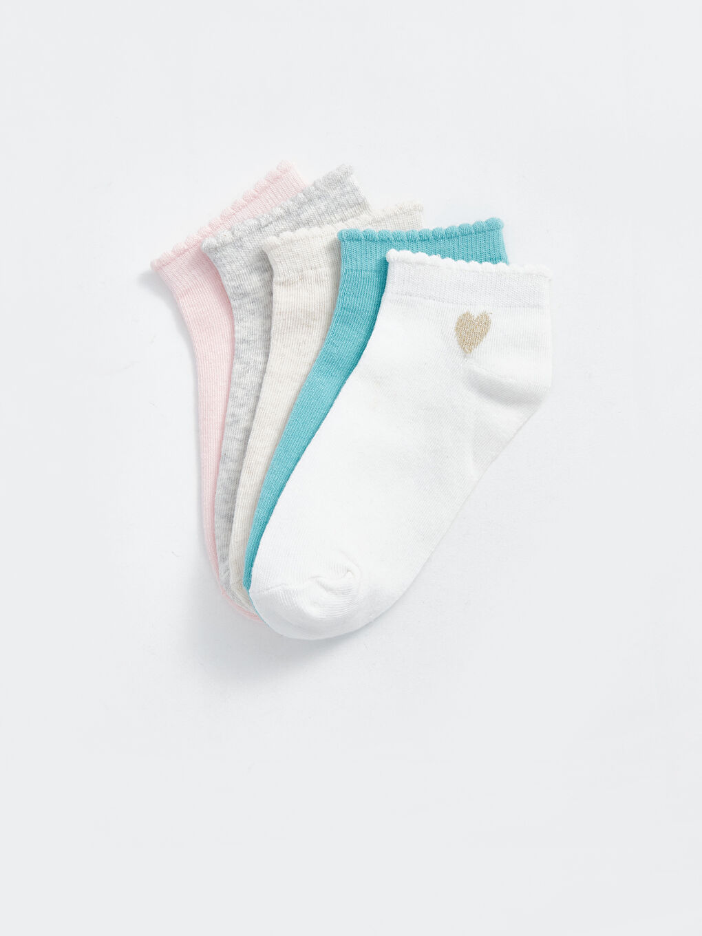 LCW Kids Patterned Girls' Trainer Socks 5 Pack -W51423Z4-EEW