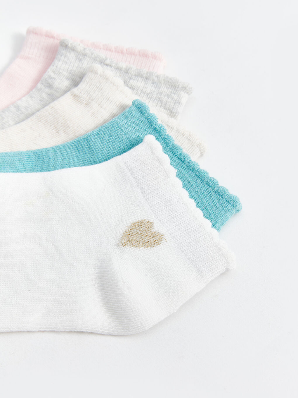 LCW Kids Patterned Girls' Trainer Socks 5 Pack -W51423Z4-EEW