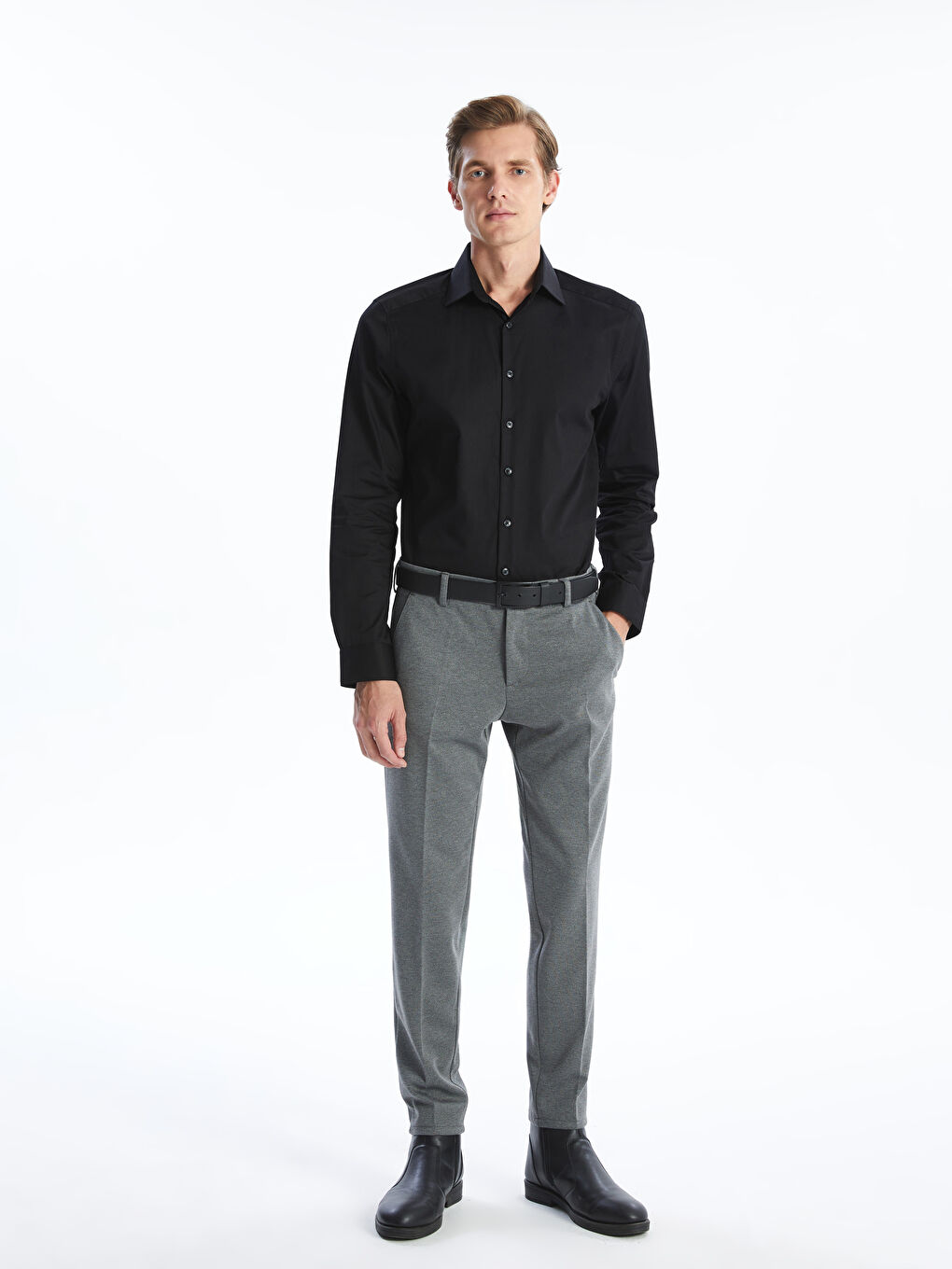 Muška košulja dugih rukava slim fit od gabardina-3
