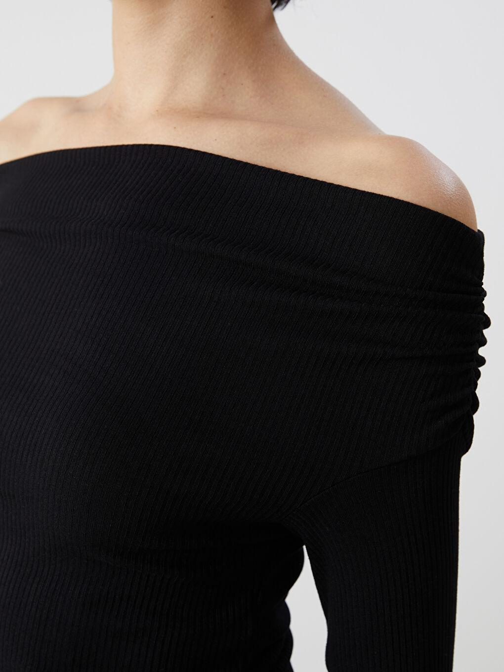 LCW Vision Slash Neck Ribbed Women's Body -W4LL60Z8-CVL