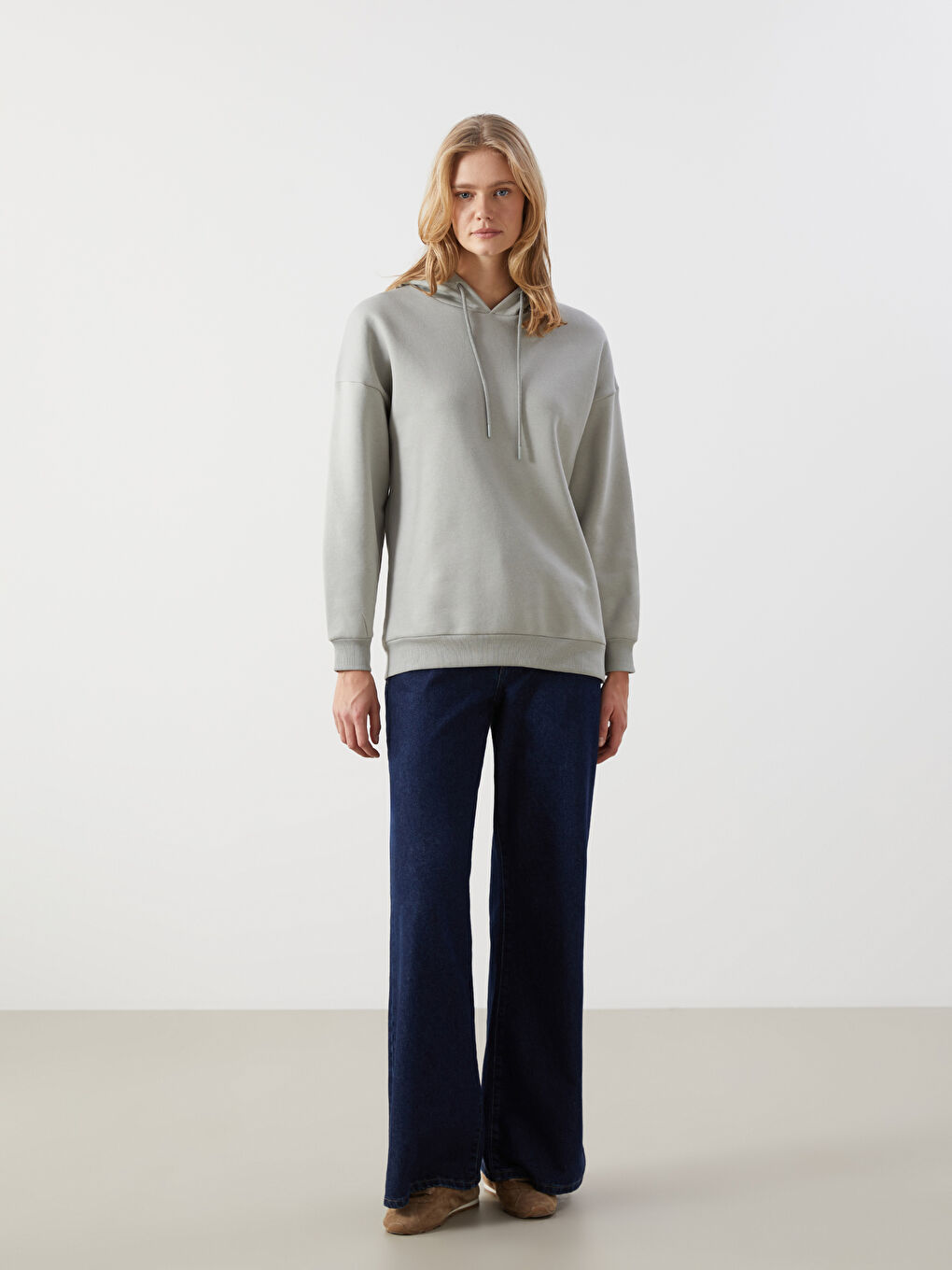 Hooded Plain Oversize Women's Thick Sweatshirt Tunic -W4LL63Z8-CSW