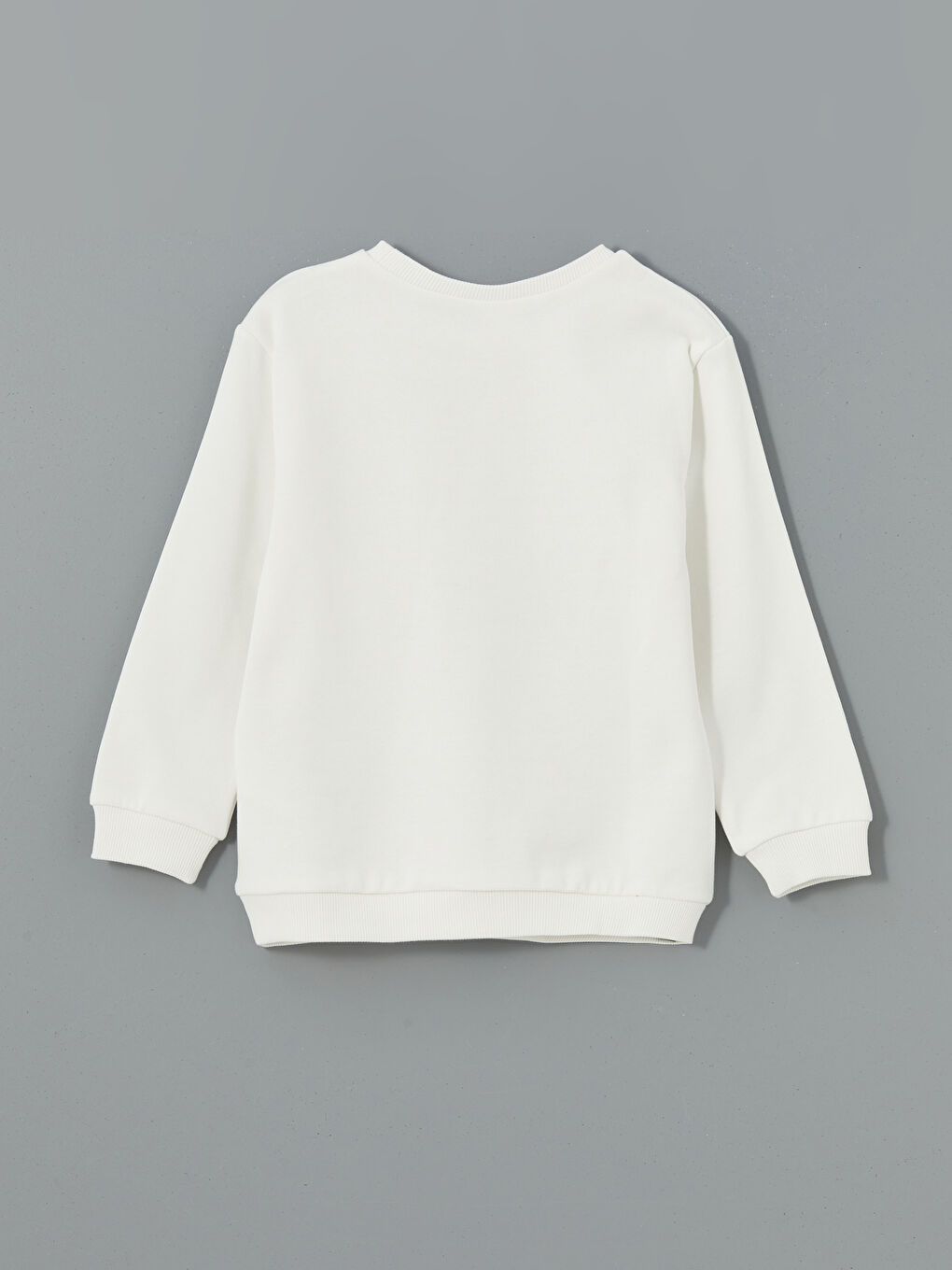 Ekru Bisiklet Yaka Baskılı Kalın Erkek Çocuk Sweatshirt-1