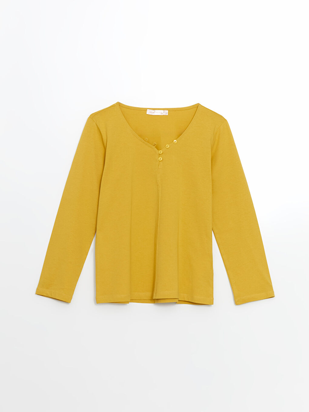 Sarı V Yaka Kadın Pijama Üstü