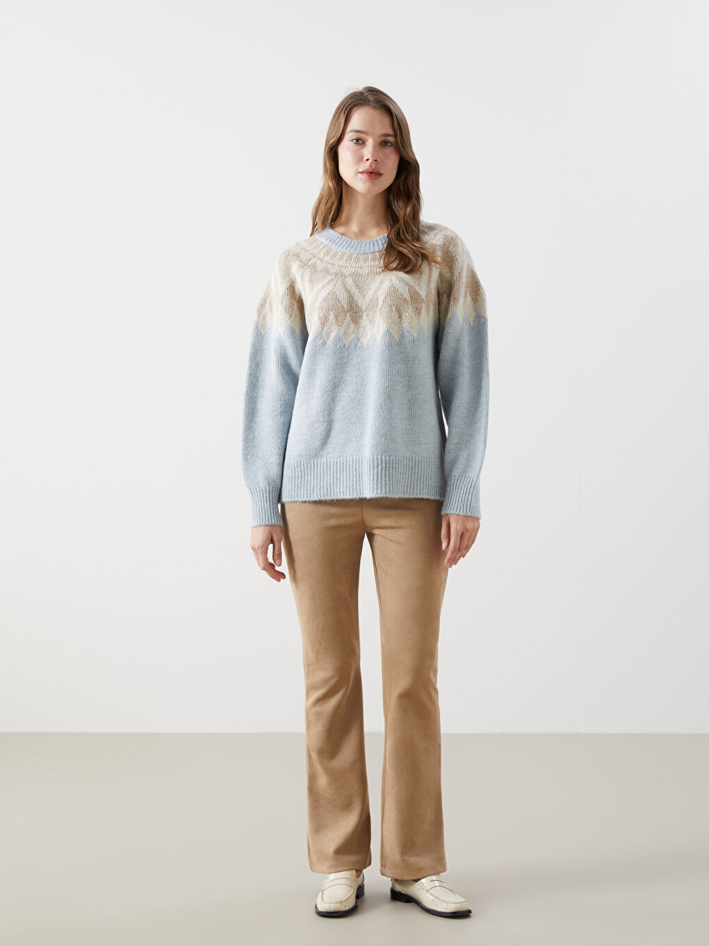 Bej Loose Fit Kadın Pantolon