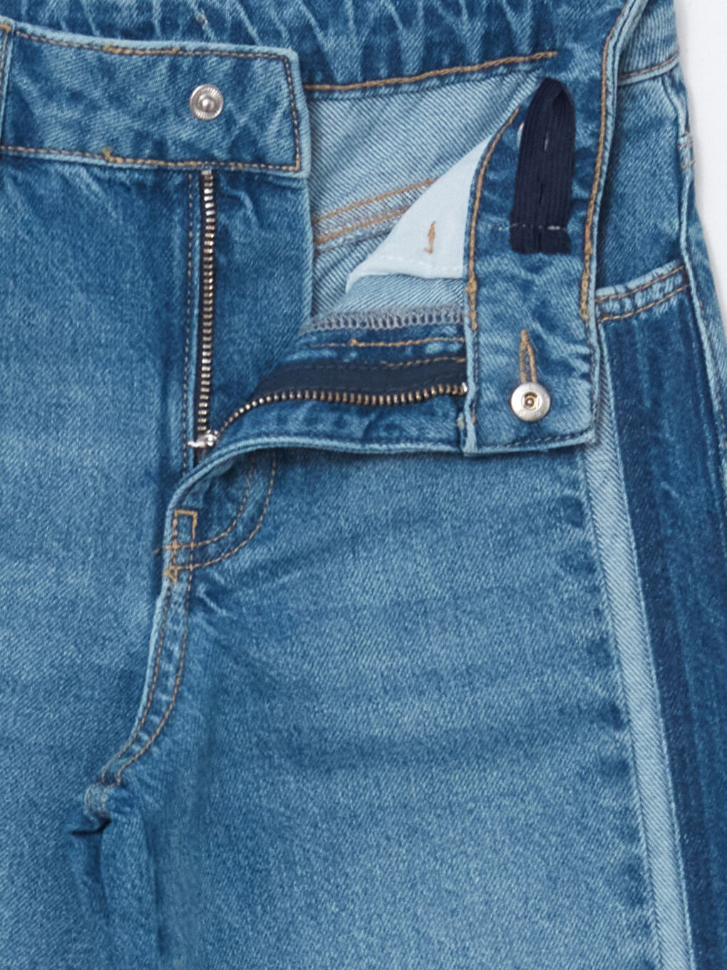 Mavi Beli Ayarlanabilir Lastikli Kız Çocuk Jean Pantolon-2