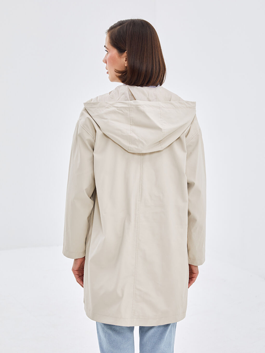 LCW Modest Women's Hooded Plain Raincoat -W51794Z8-YBA