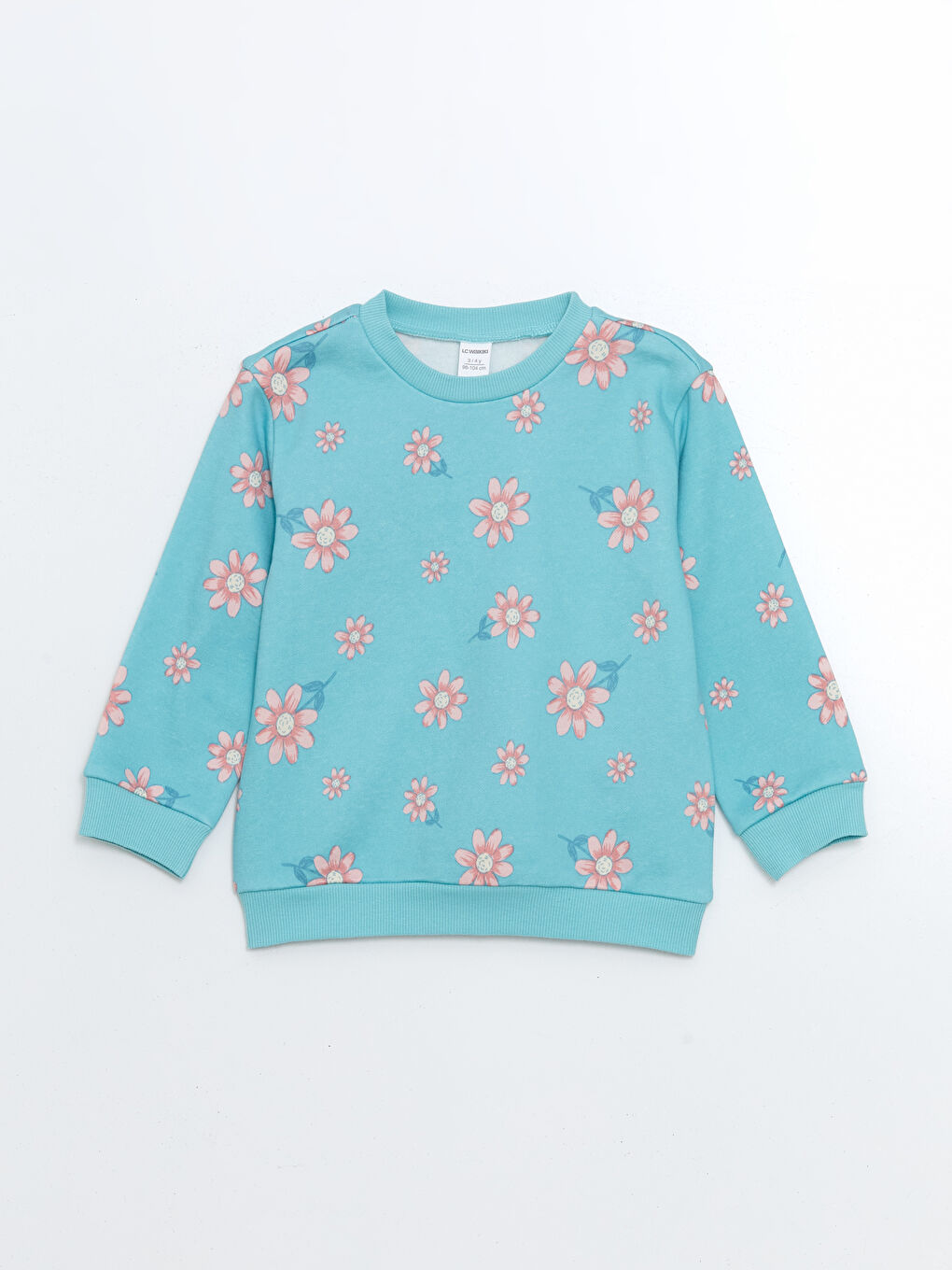 LCW Kids Bej Bisiklet Yaka Baskılı Kız Çocuk Sweatshirt 2'li - 2