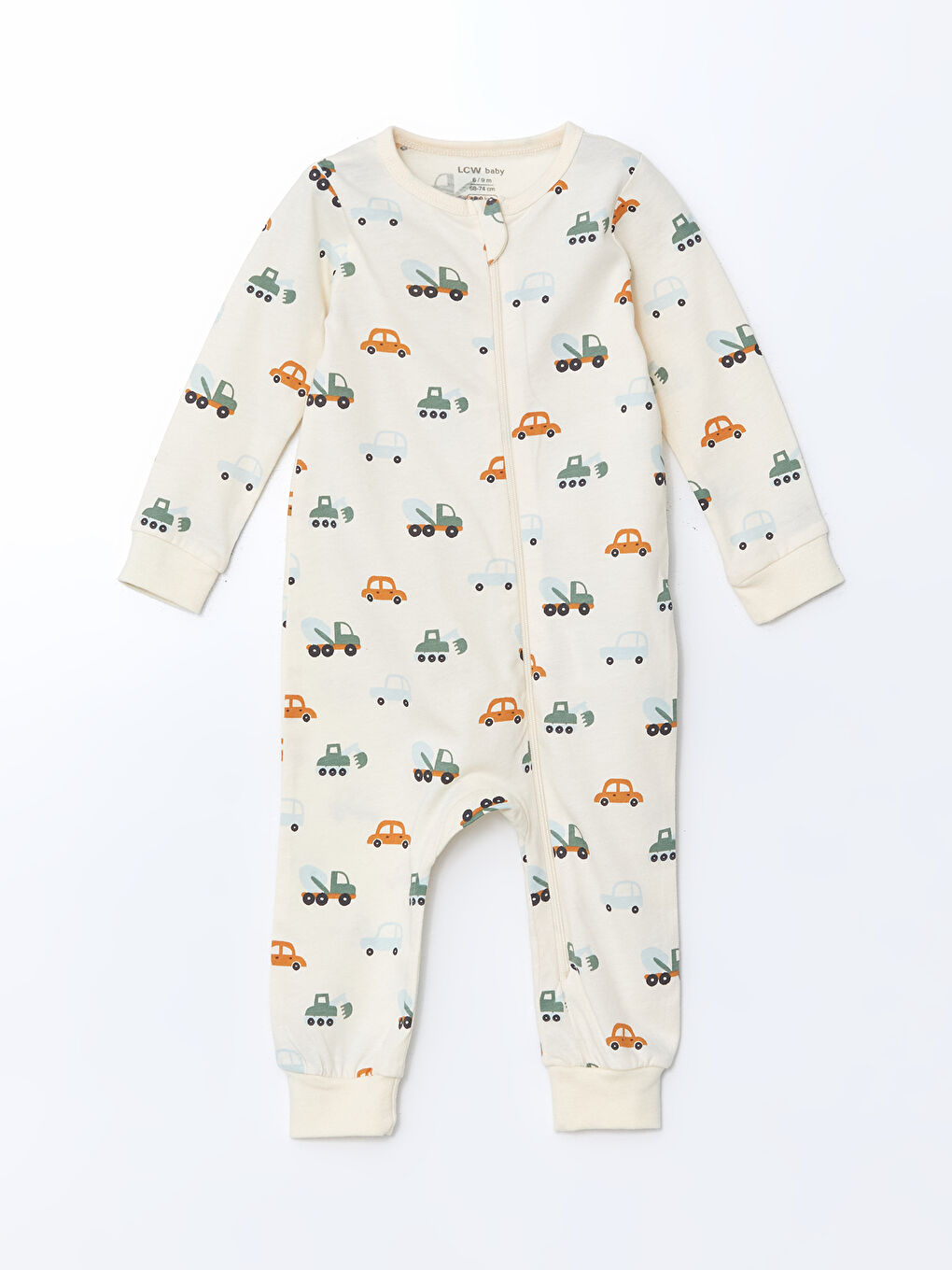 Ekru Bisiklet Yaka Baskılı Erkek Bebek Tulum