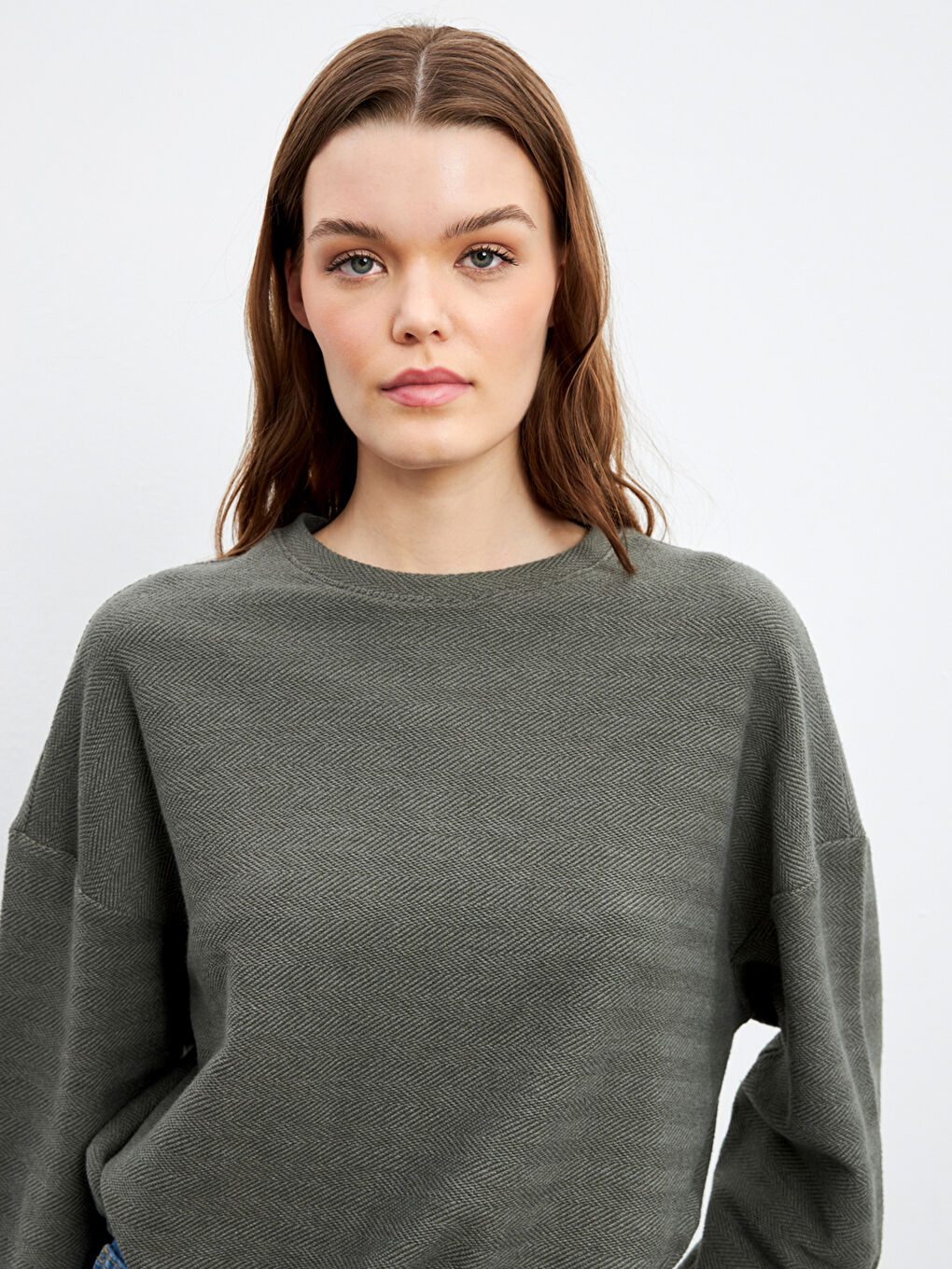 Crew Neck Patterned Sweatshirt -W4LM96Z8-DYG