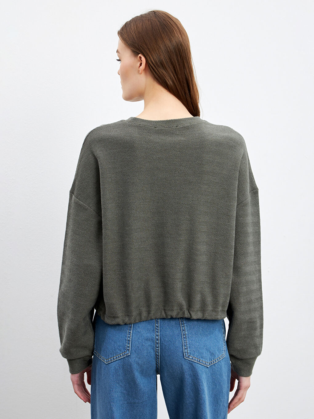 Crew Neck Patterned Sweatshirt -W4LM96Z8-DYG
