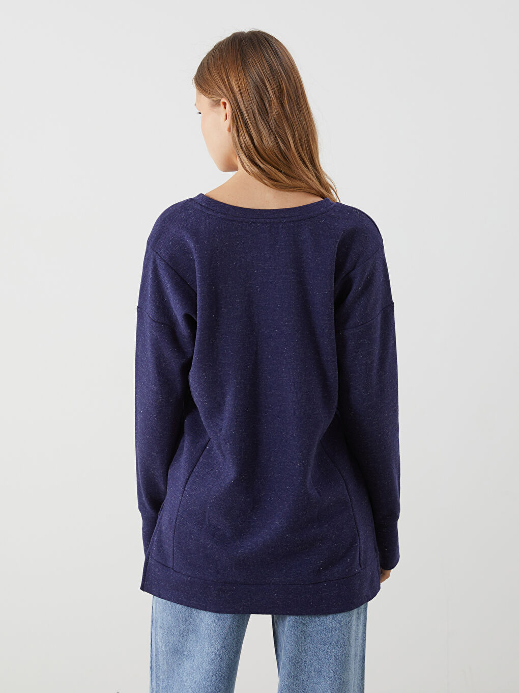 Crew Neck Oversize Women's Sweatshirt Tunic-3