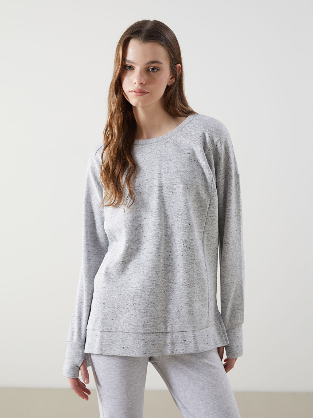 Crew Neck Oversize Women's Sweatshirt Tunic -W4LM97Z8-DPV