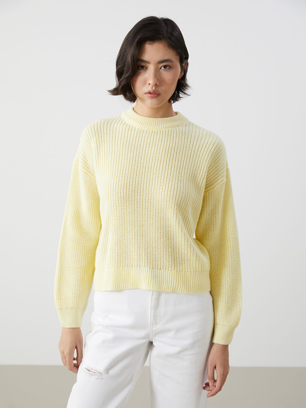 Crew Neck Oversize Women's Knitwear Sweater -W4LN10Z8-FDS