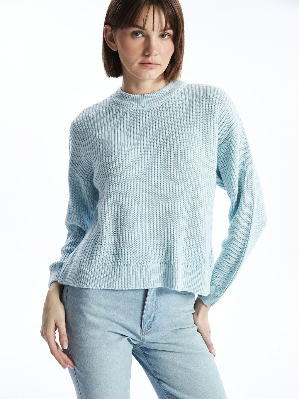 Crew Neck Oversize Women's Knitwear Sweater -W4LN10Z8-QWR