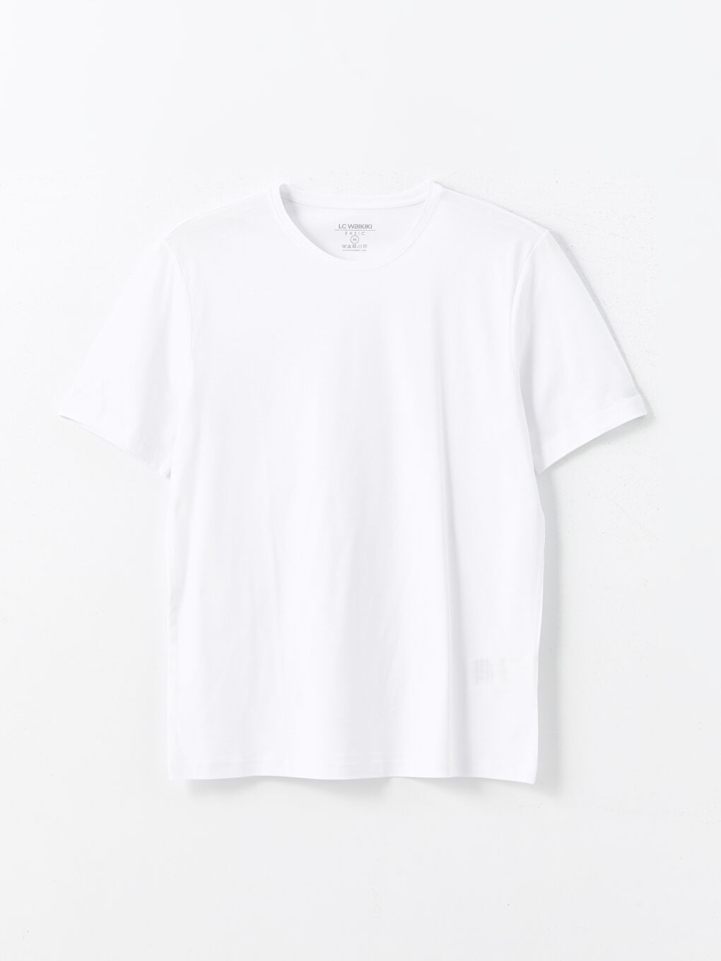 Beyaz Bisiklet Yaka Kısa Kollu Merserize Erkek Tişört-10