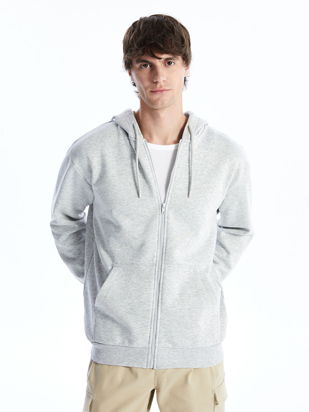 LCWAIKIKI Classic Hooded Long Sleeve Men's Thick Zip-Up Sweatshirt -W52051Z8-LAL