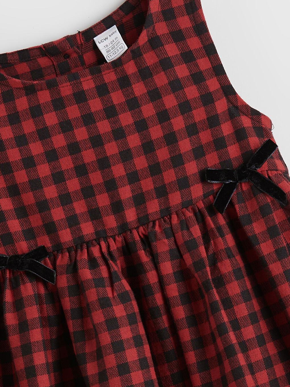 Kırmızı Bisiklet Yaka Ekose Kız Bebek Elbise-1