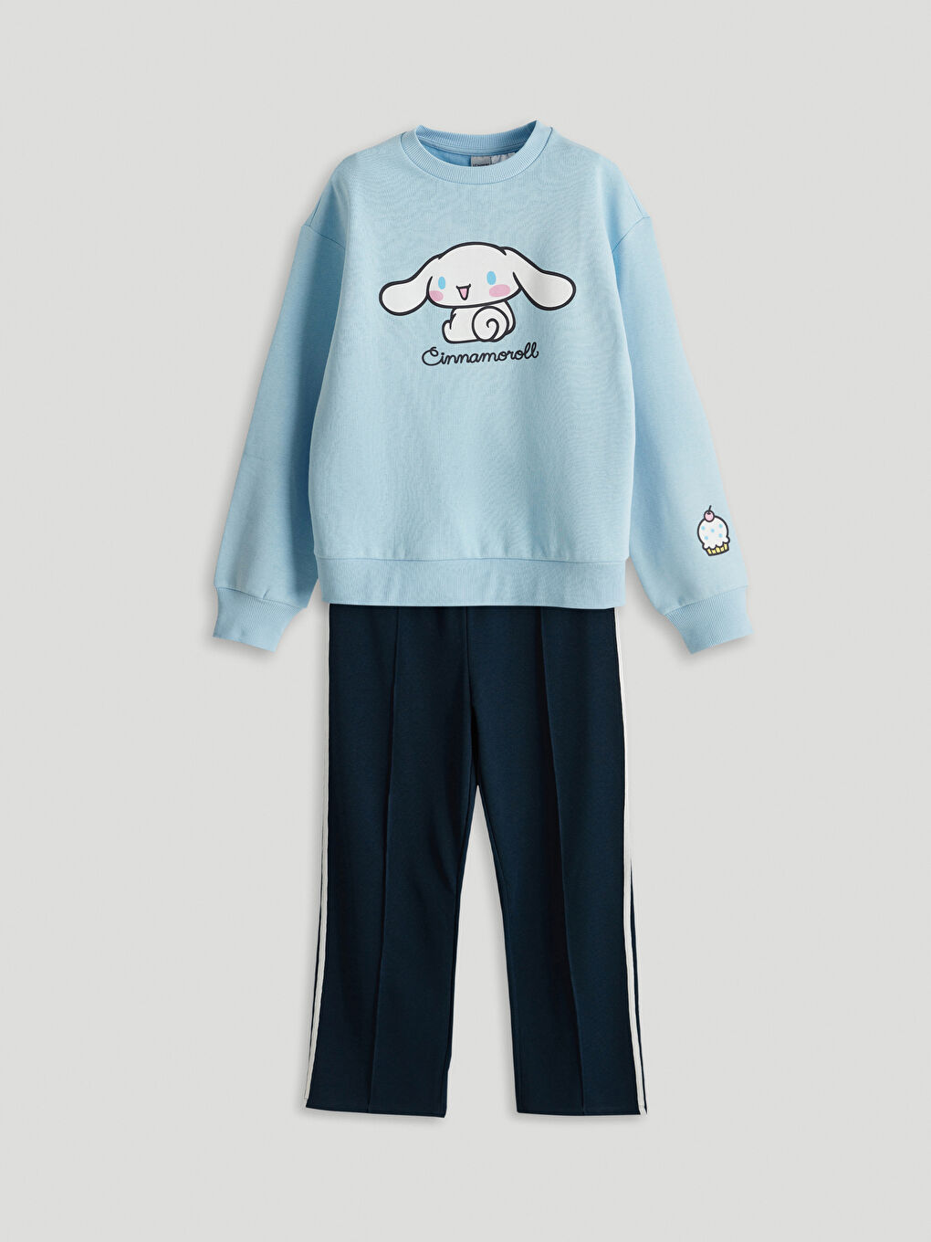 Спортивный костюм с круглым вырезом, с принтом Cinnamoroll, толстый, для девочек