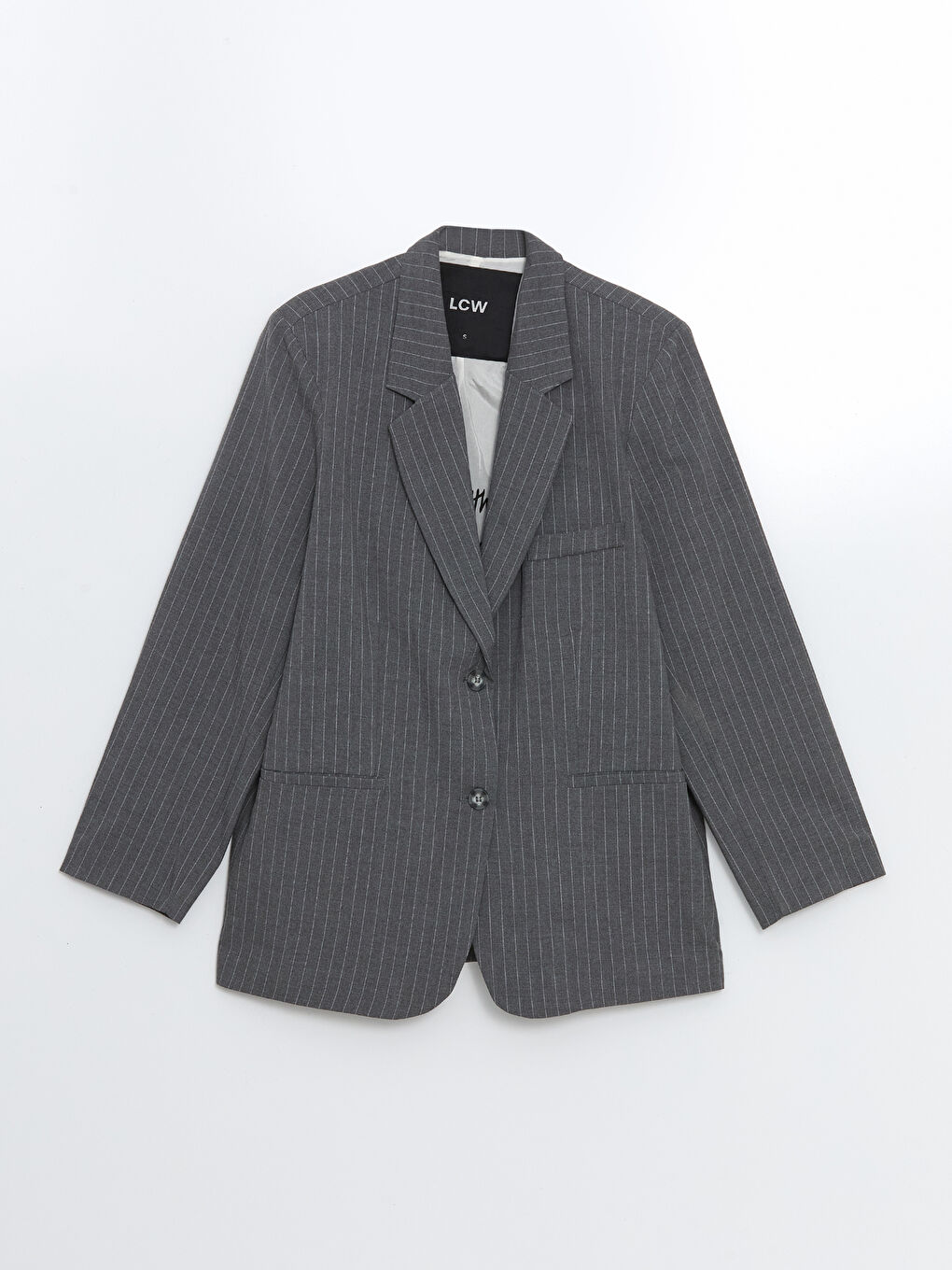 Beyaz Çizgili Kadın Blazer Ceket-5