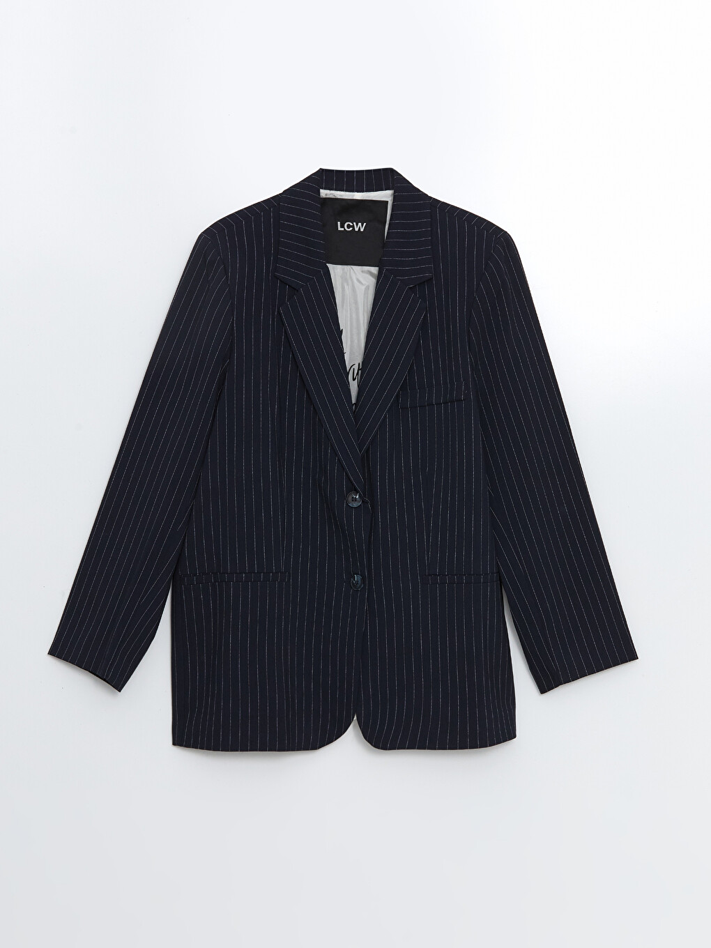 Beyaz Çizgili Kadın Blazer Ceket-4