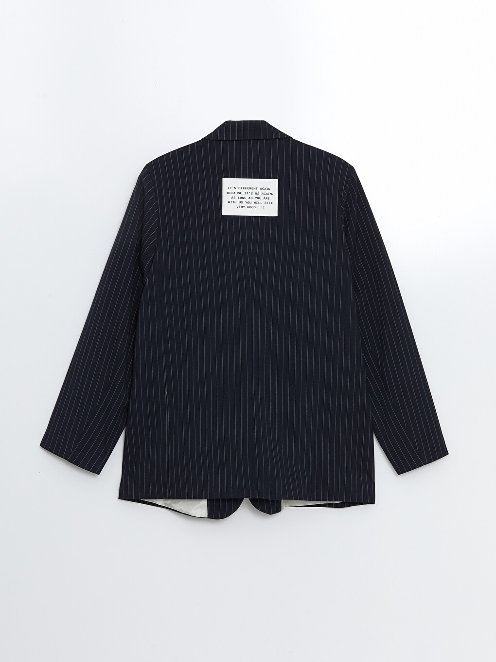 Beyaz Çizgili Kadın Blazer Ceket-5