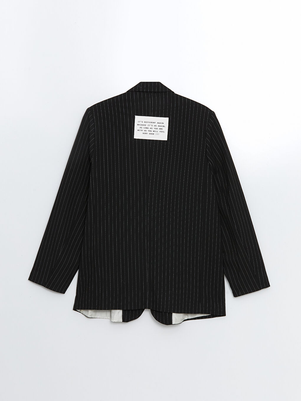 Beyaz Çizgili Kadın Blazer Ceket-6